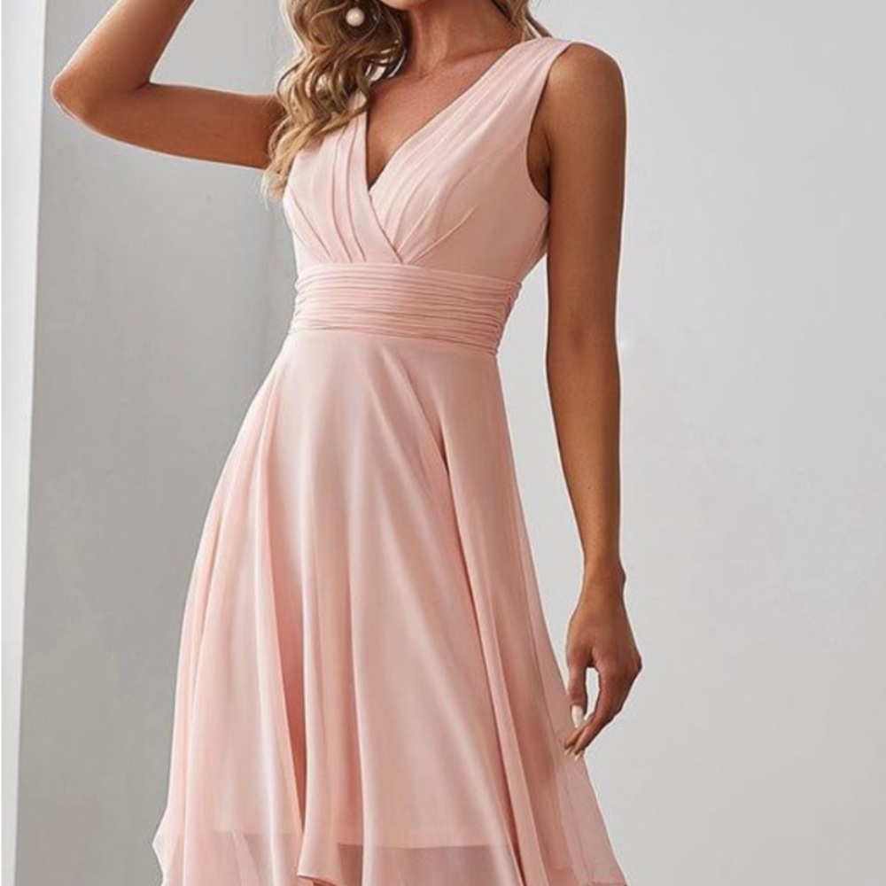 NEW with Tags. Plus Size 22 Dressy Pale Pink Dress with Handkerchief Bottom.